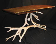Custom Rustic Funiture - Walnut Table with Antler Base