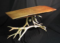 Custom Rustic Furniture - Walnut Table with Antler Base