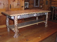 Fine Log Furniture - Coffee Table With Burr Oak Legs and Antique Oak