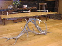 Custom Rustic Furniture - Antler Table With Antique Cherry Top